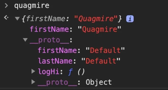 quamire object console output